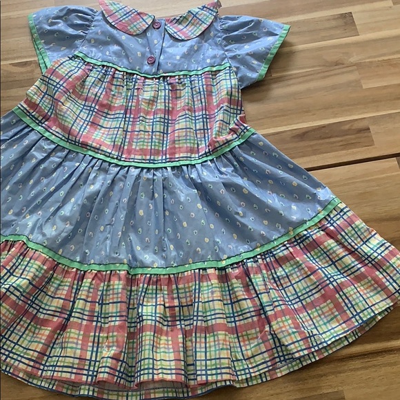 Warm heart pastel plaid & polka dot spring dress - Picture 4 of 6